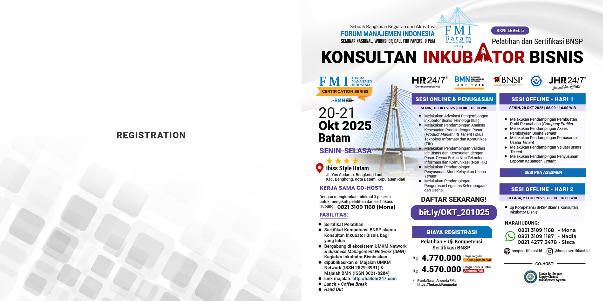 Pelatihan dan Sertifikasi BNSP Skema KONSULTAN INKUBATOR BISNIS  Offline Batam